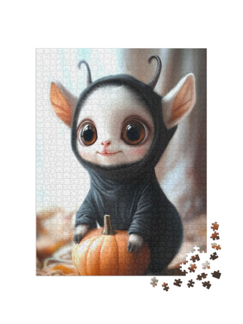 Puzzel 1000 stukjes „Babygeit in kattenkostuum, Halloween“