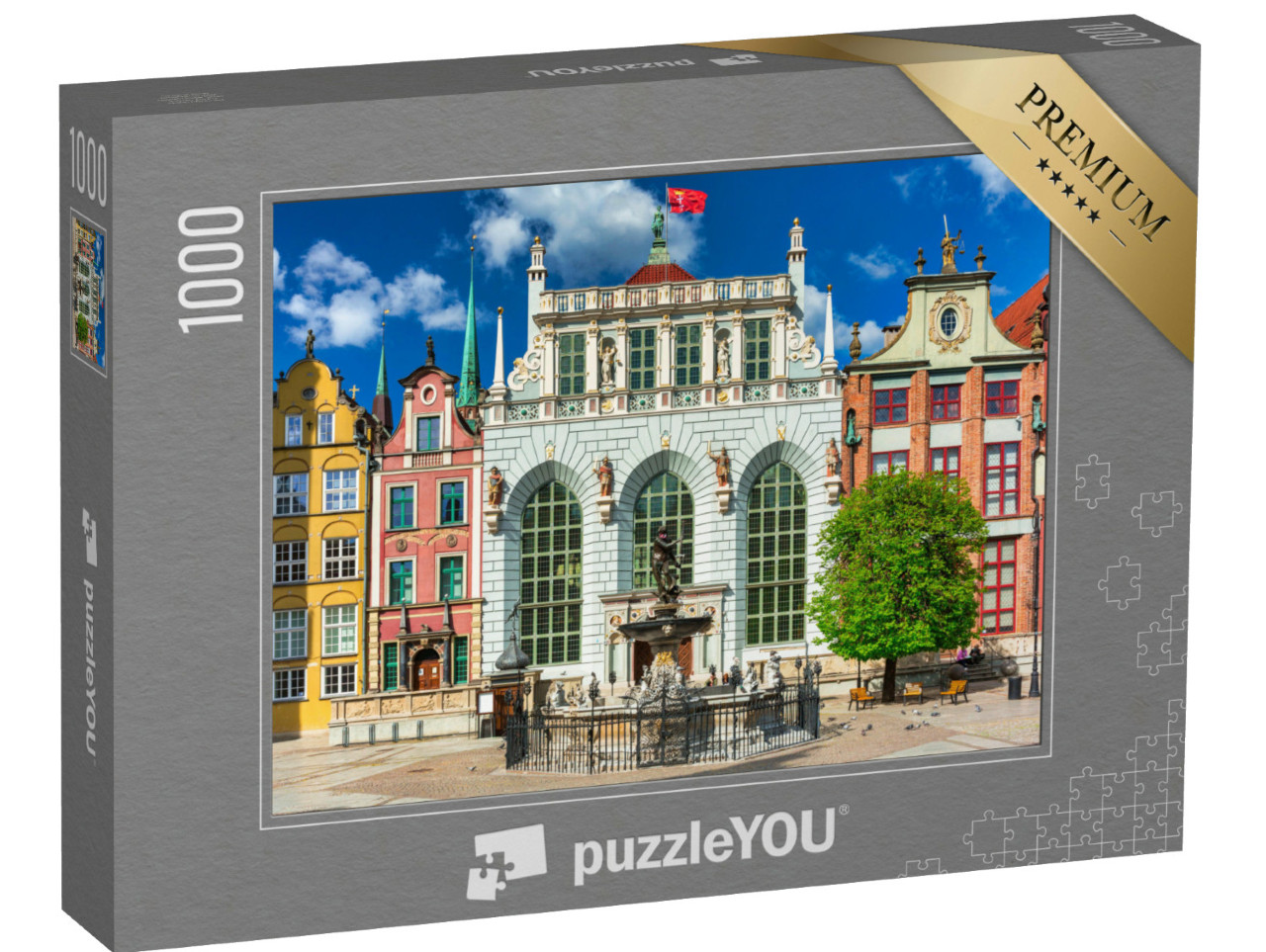 Puzzel 1000 stukjes „Architectuur van de oude binnenstad van Gdansk met Artus Court, Polen“