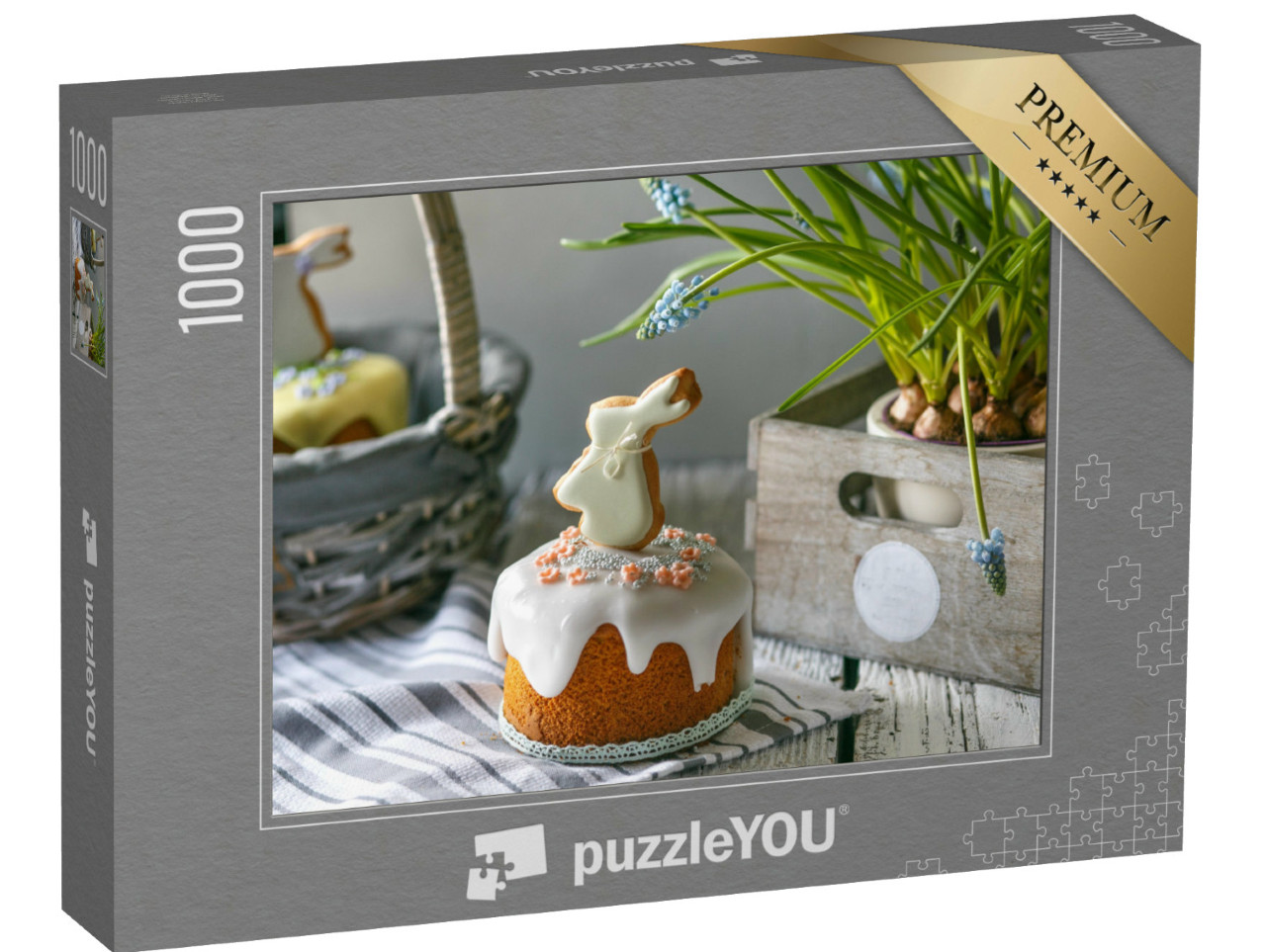 Puzzel 1000 stukjes „Paastaart versierd met een schattig konijntje“
