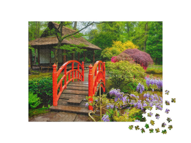 Puzzel 1000 stukjes „Bruggetje in de Japanse tuin, Park Clingendael, Den Haag“
