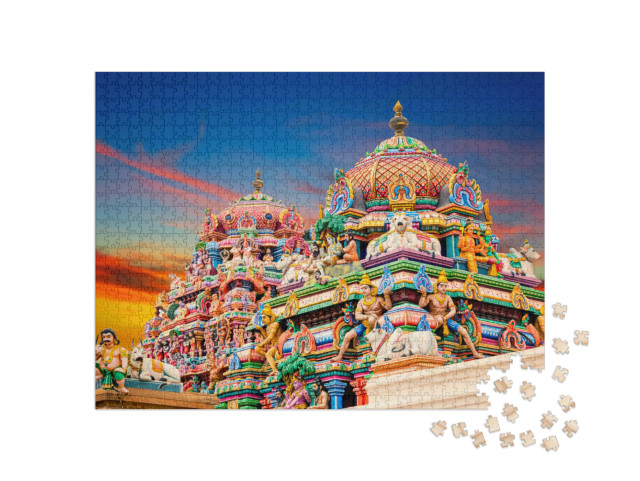 Puzzel 1000 stukjes „Kapaleeshwarar Tempel, Chennai, Tamil Nadu, Zuid-India“