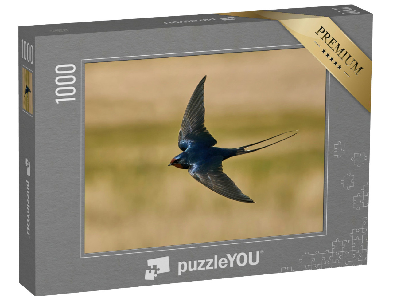 Puzzel 1000 stukjes „Boerenzwaluw, gefocust tijdens de vlucht“