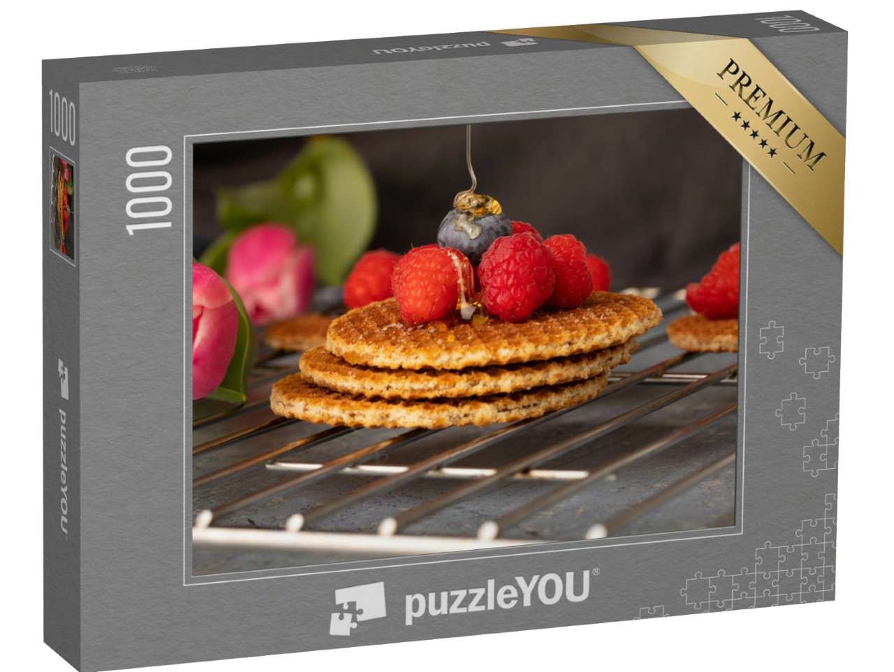 Puzzel 1000 stukjes „Stroopwafels met honing, beroemde Nederlandse snack“