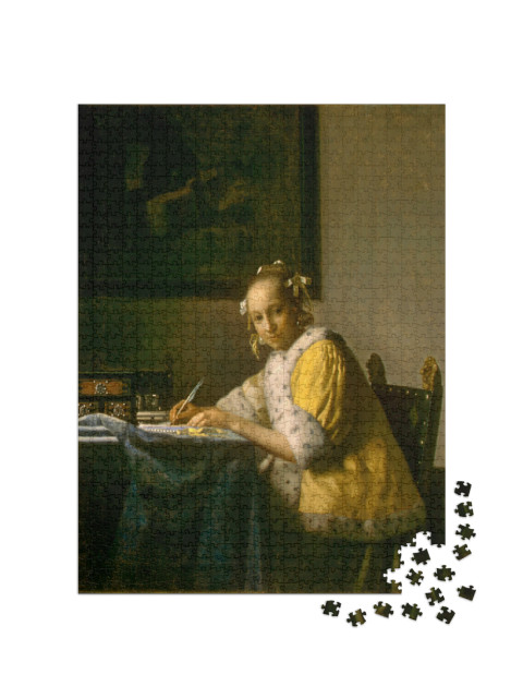 Puzzel 1000 stukjes „Johannes Vermeer - Een schrijvende vrouw.png“