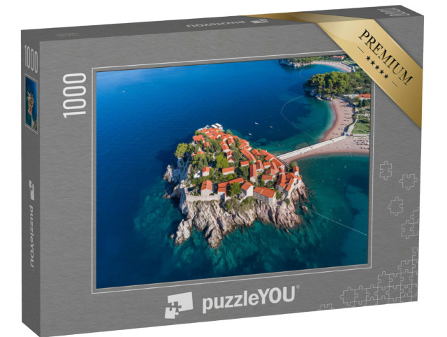 Puzzel 1000 stukjes „Luchtfoto van Hotel Sveti Stefan, Montenegro“