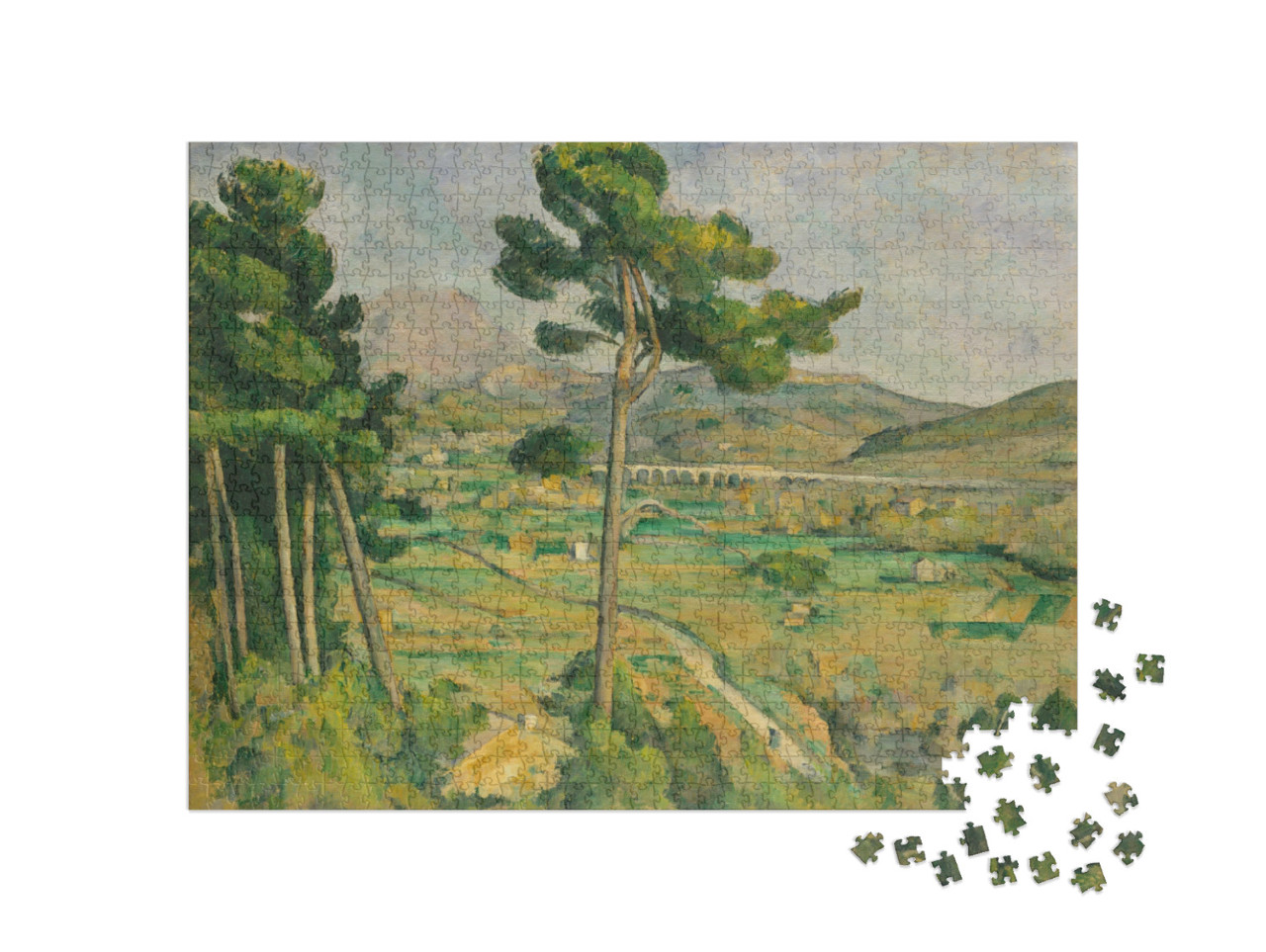 Puzzel 1000 stukjes „Paul Cézanne - Mont Sainte Victoire en het viaduct van de Arc-vallei“