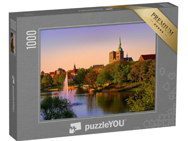 Puzzel 1000 stukjes „Stralsund in de avond: Beeld van de stad“