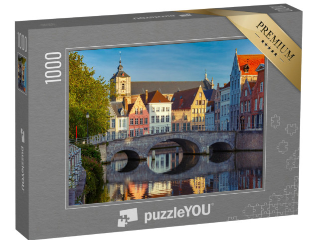 Puzzel 1000 stukjes „Stenen brug en middeleeuwse gekleurde huizen in Brussel, België“