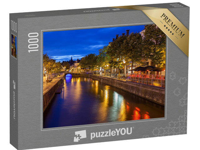 Puzzel 1000 stukjes „Grachten door de prachtige stad Leeuwarden, hoofdstad van Friesland“