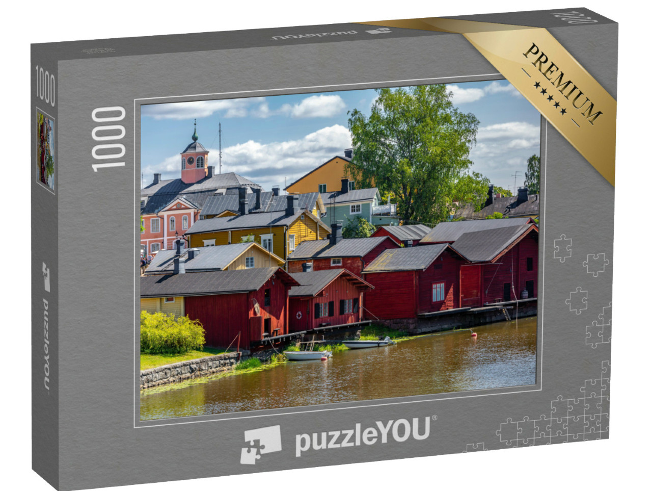 Puzzel 1000 stukjes „Houten huizen in het oude centrum van Porvoo, Finland“