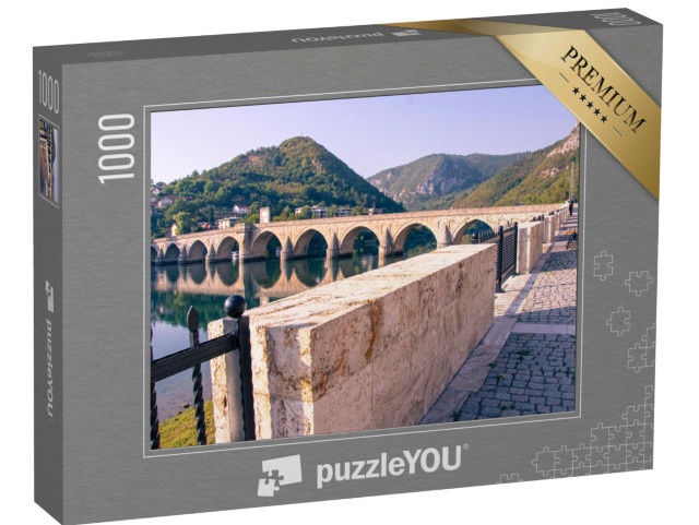 Puzzel 1000 stukjes „Brug over de rivier de Drina, Bosnië“