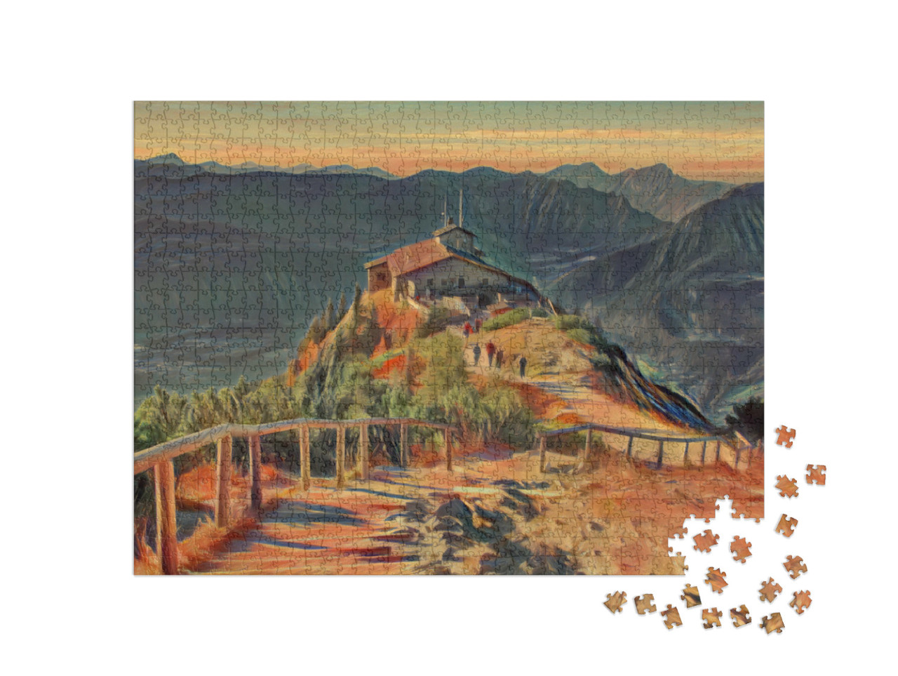Puzzel 1000 stukjes „in de stijl van Edvard Munch, De schreeuw - Kehlstein Adlerhorst, Berchtesgaden, Beieren“