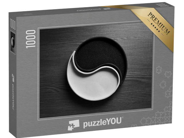 Puzzel 1000 stukjes „Zwart en wit zand ying-yang symbool“