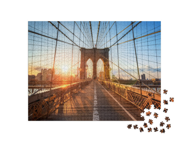 Puzzel 1000 stukjes „Avond op de Brooklyn Bridge, New York City, VS“