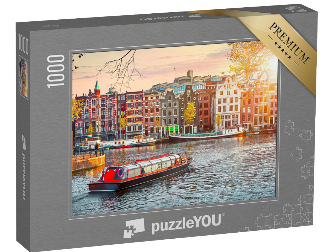 Puzzel 1000 stukjes „Oude gebouwen in Amsterdam, Nederland“