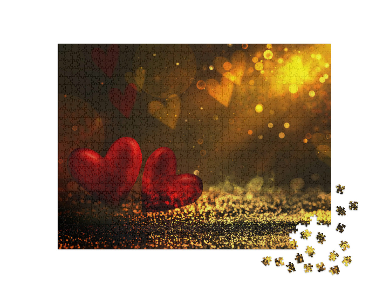 Puzzel 1000 stukjes „Twee harten voor Valentijnsdag“
