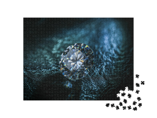 Puzzel 1000 stukjes „Rondgeslepen diamant en blauw licht“