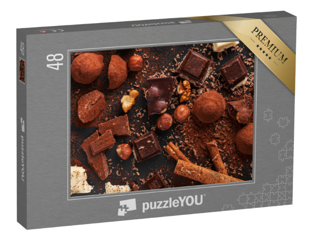 Puzzel 48 stukjes „Diverse zoete zelfgemaakte chocoladepralines“