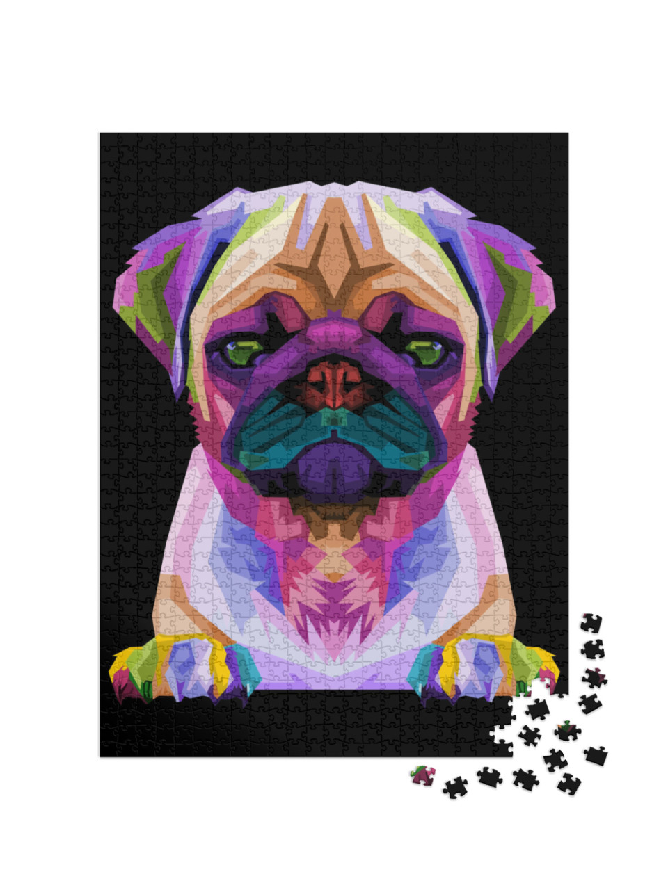 Puzzel 1000 stukjes „Schattig mopshondje in pop-artstijl“