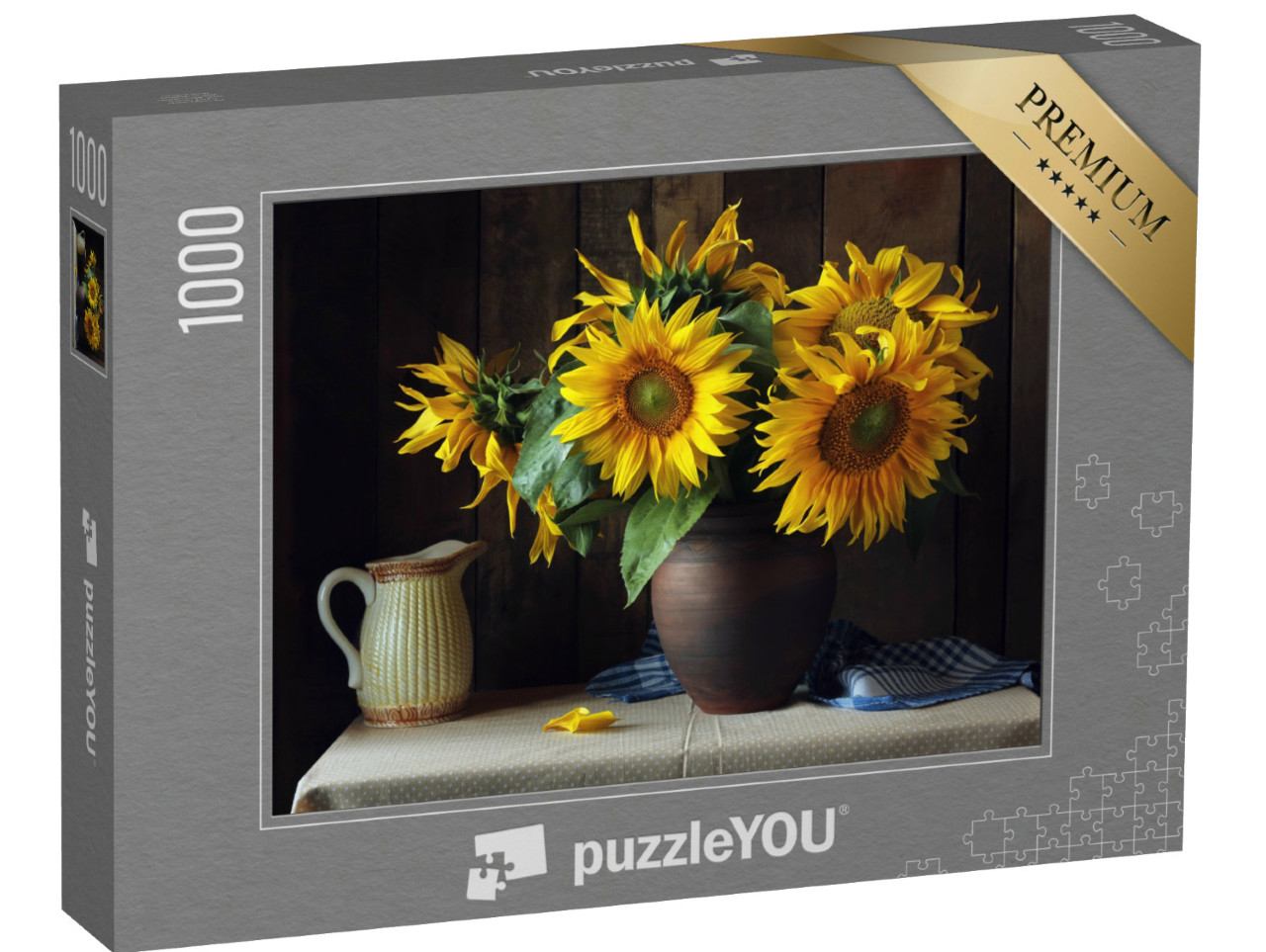 Puzzel 1000 stukjes „Boeket zonnebloemen, mooi arrangement“