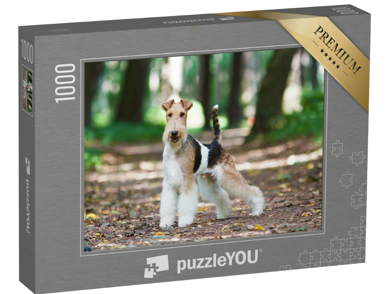 Puzzel 1000 stukjes „Fox terrier in het herfstpark“