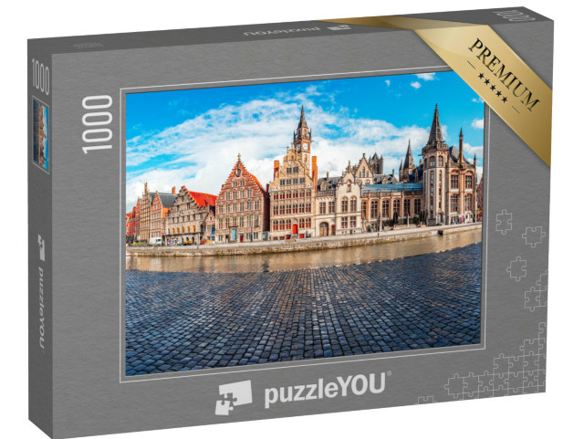 Puzzel 1000 stukjes „Indrukwekkend panorama van het historische stadscentrum van Gent, België“