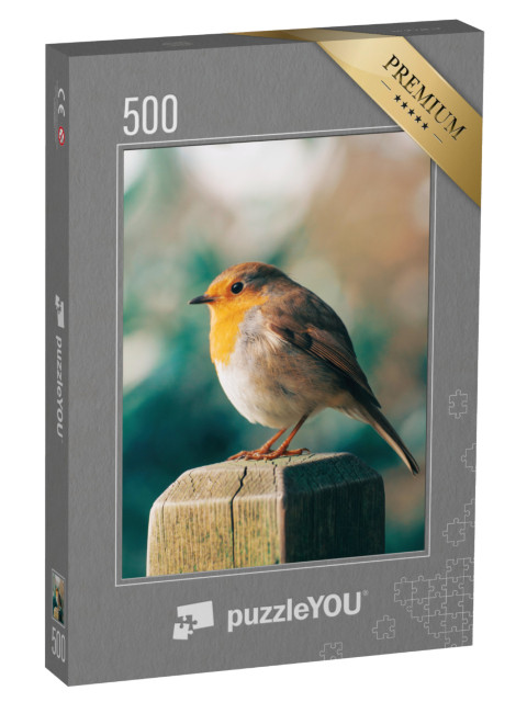 Puzzel 500 stukjes „Een roodborstje op een hekpaal“