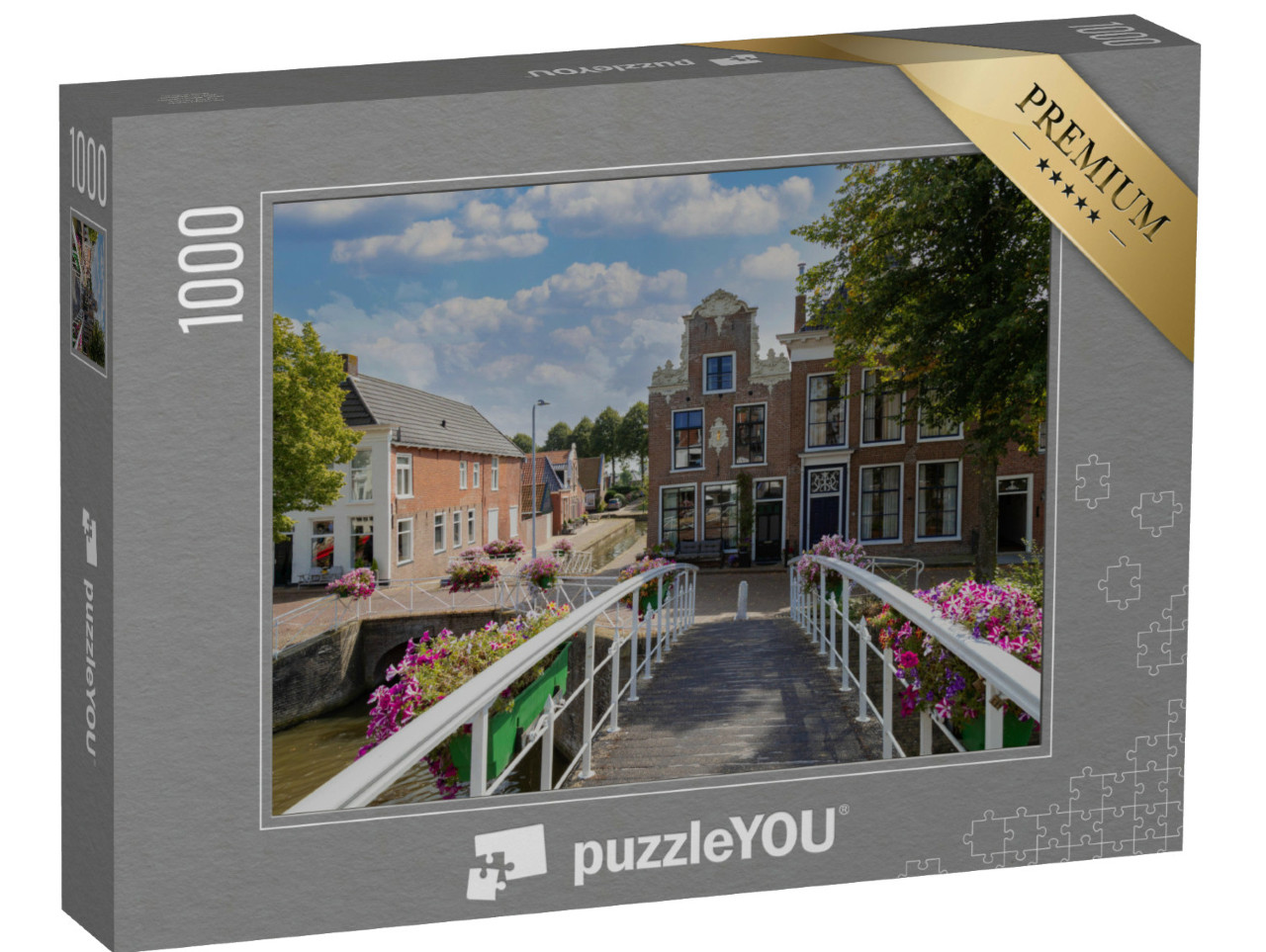 Puzzel 1000 stukjes „Uitzicht op het centrum van het pittoreske stadje Dokkum in Nederland“
