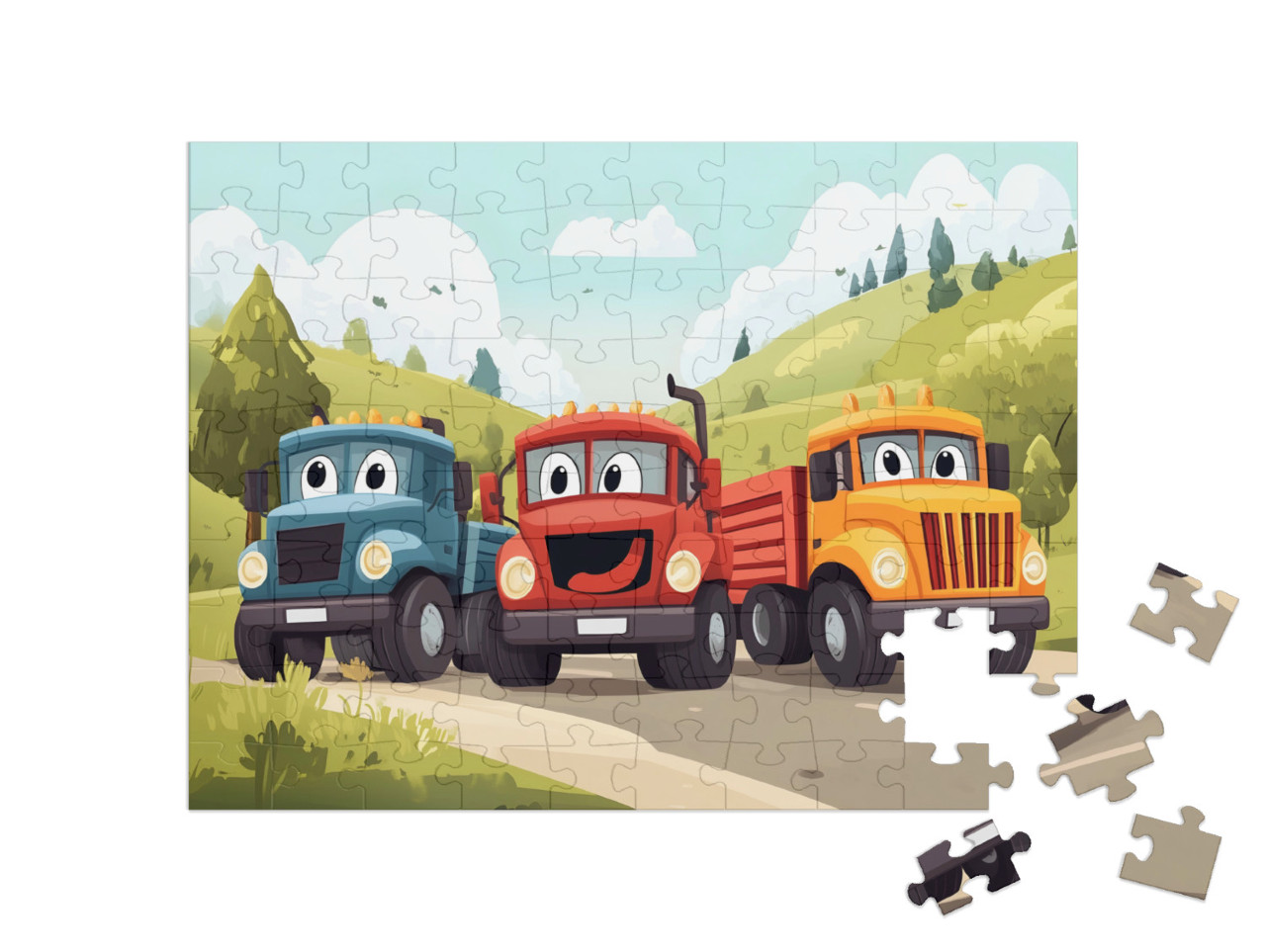 Puzzel 100 stukjes „De bouwplaats voertuigen“