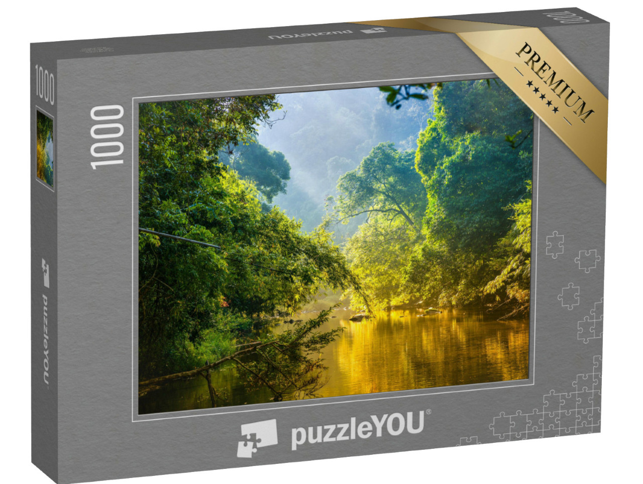 Puzzel 1000 stukjes „Tropisch bos met jungle en rivier“