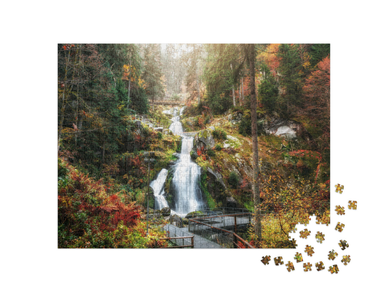 Puzzel 1000 stukjes „Triberg watervallen, Zwarte Woud, Duitsland“