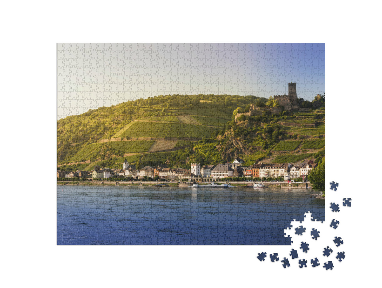 Puzzel 1000 stukjes „Pittoresk dorpje aan de oevers van de Rijn“