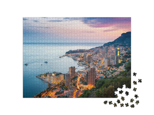Puzzel 1000 stukjes „Avond aan de Côte d'Azur in Monte-Carlo, Monaco“