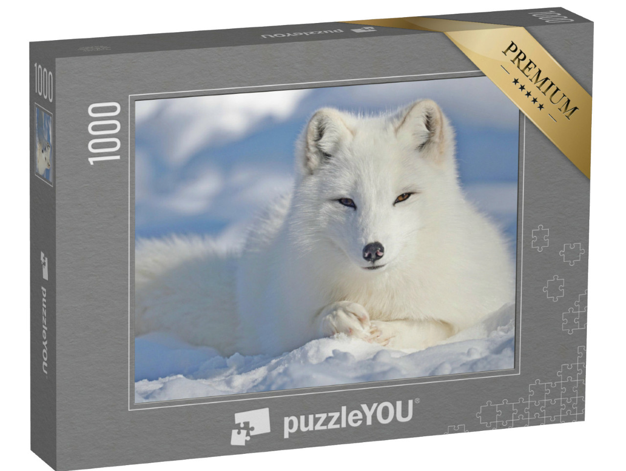 Puzzel 1000 stukjes „Mooie poolvos in de sneeuw“