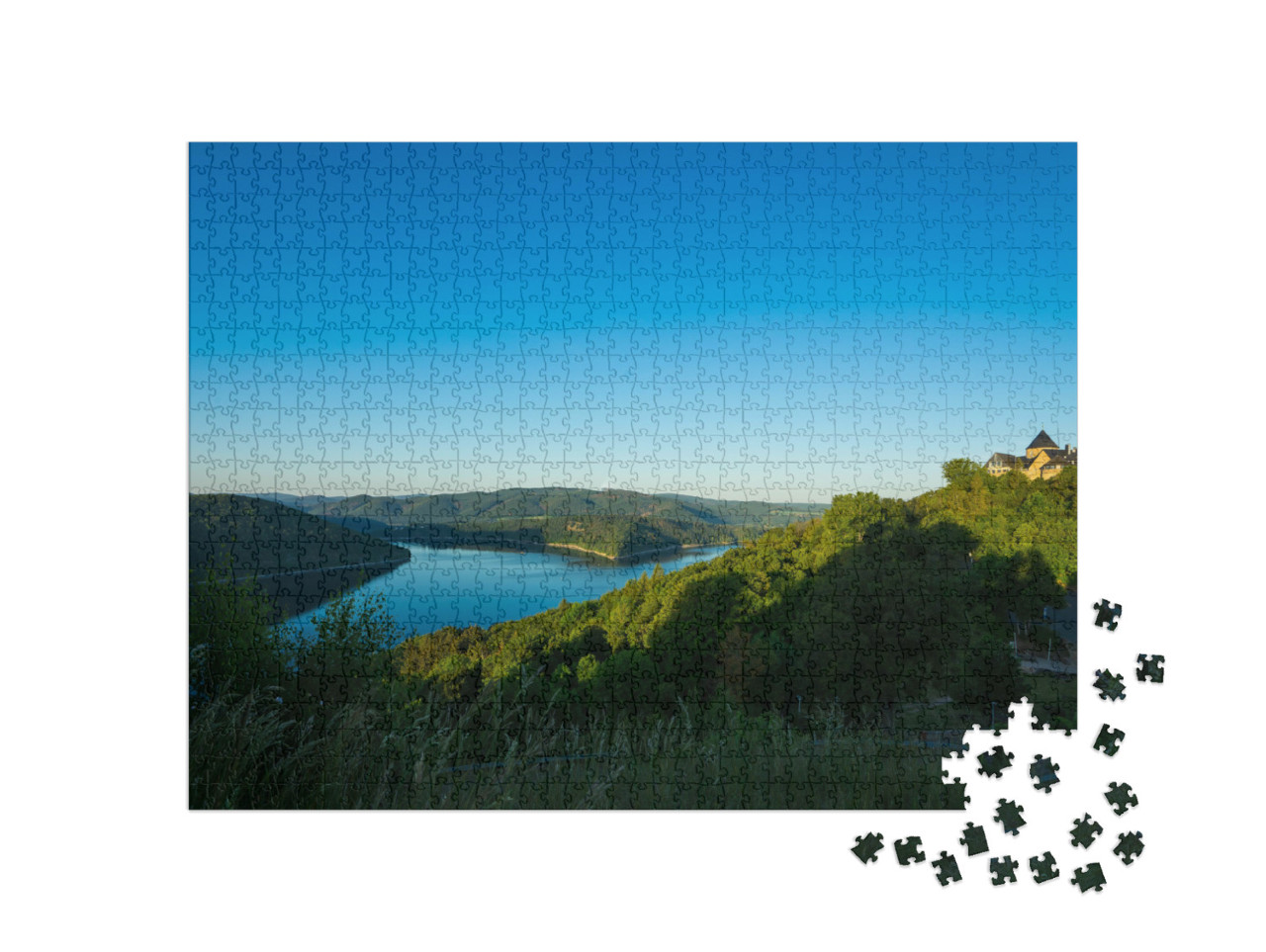 Puzzel 1000 stukjes „Uitzicht op Palais Waldeck aan de Edersee“