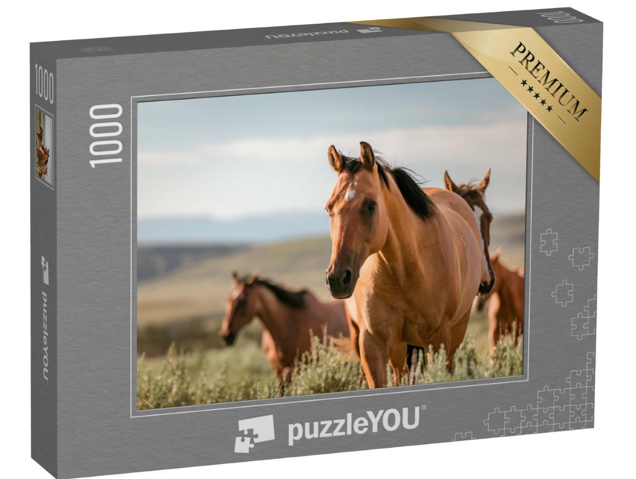 Puzzel 1000 stukjes „American Quarter Horse Ranch paarden in Wyoming, Verenigde Staten“