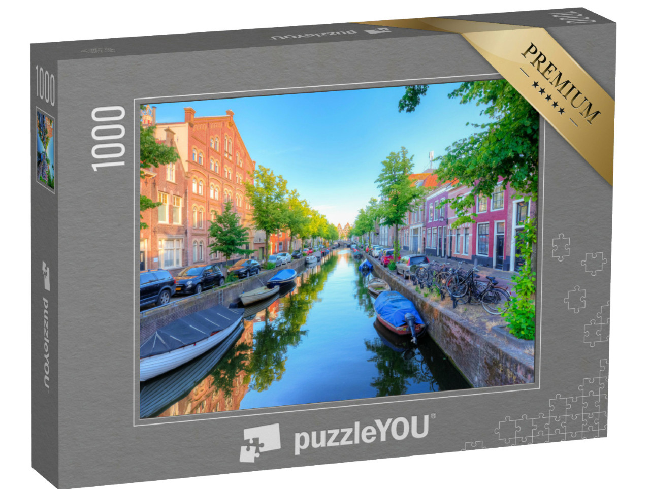 Puzzel 1000 stukjes „Architectuur en grachten in Haarlem, Nederland“