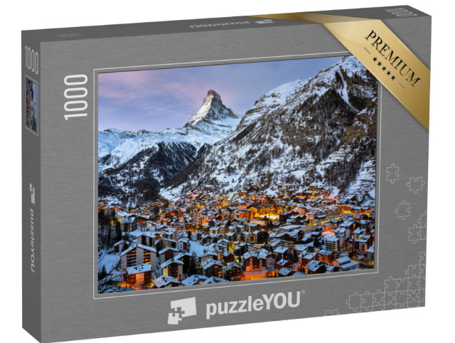 Puzzel 1000 stukjes „Luchtfoto van de Zermatt vallei en de top van de Matterhorn“