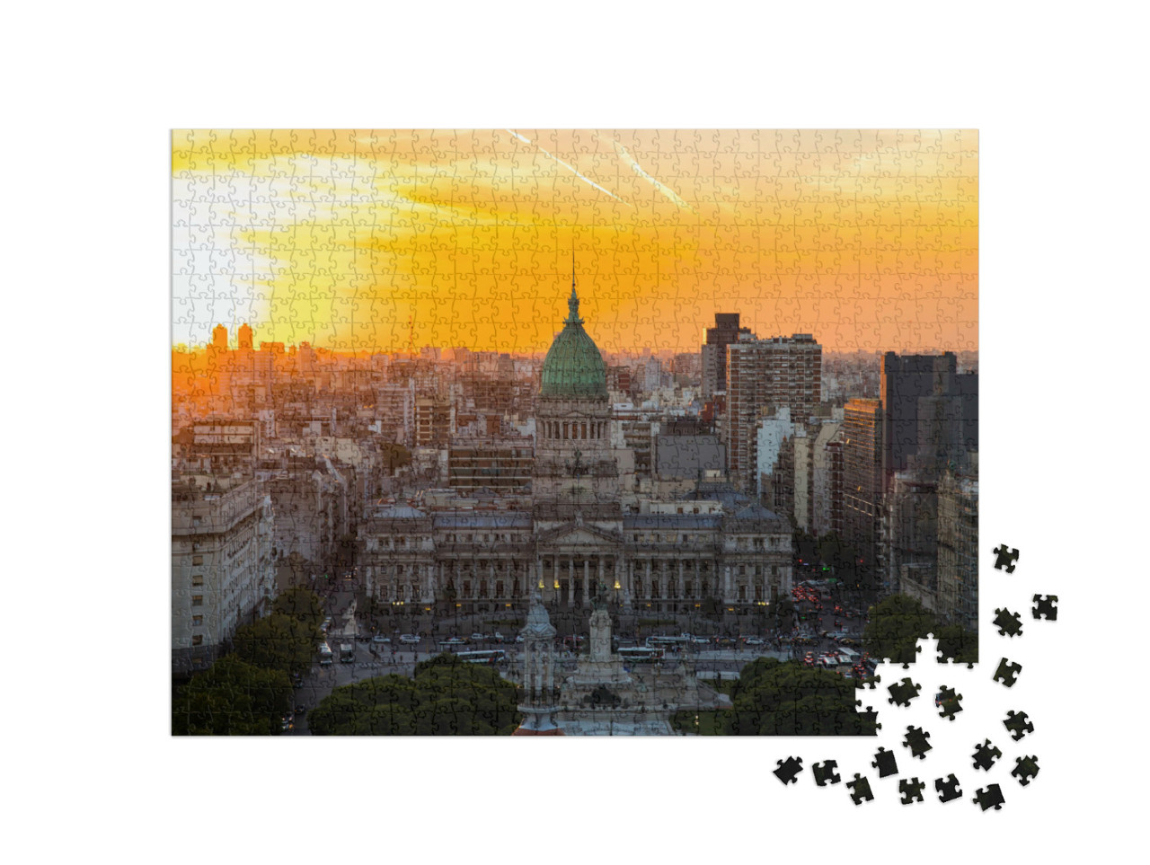 Puzzel 1000 stukjes „Nationaal Congrescentrum van Buenos Aires bij zonsondergang“