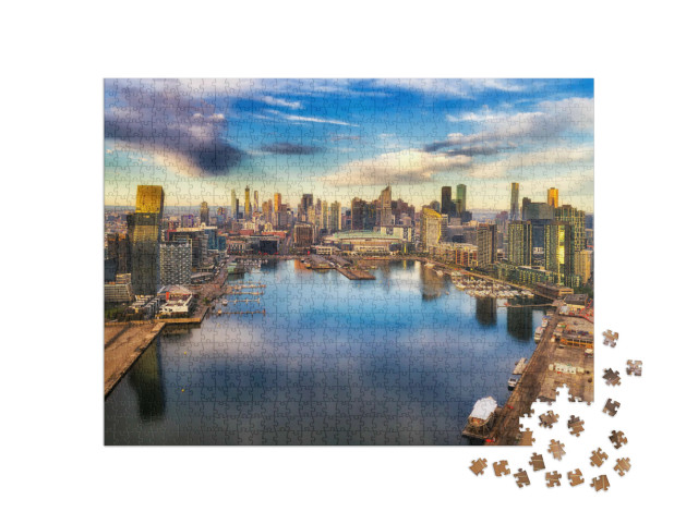 Puzzel 1000 stukjes „Yarra River: de Docklands-voorstad van Melbourne, Australië“