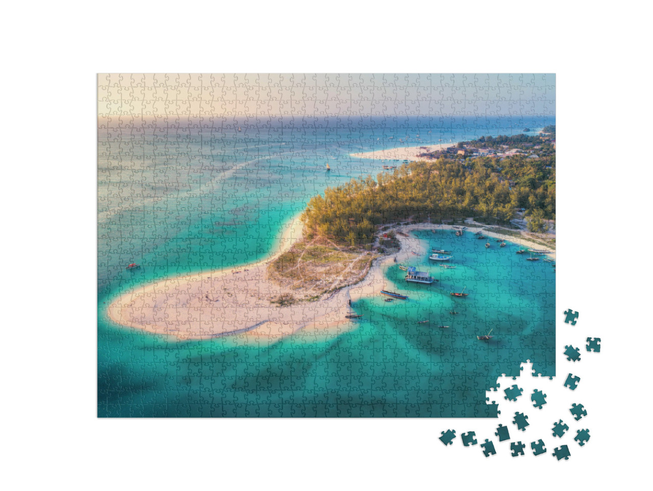 Puzzel 1000 stukjes „Vissersboten op het strand van Zanzibar, Afrika“
