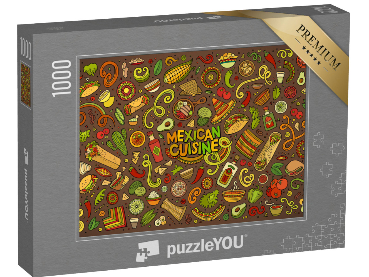 Puzzel 1000 stukjes „Kleurrijke mix van typisch Mexicaanse symbolen“