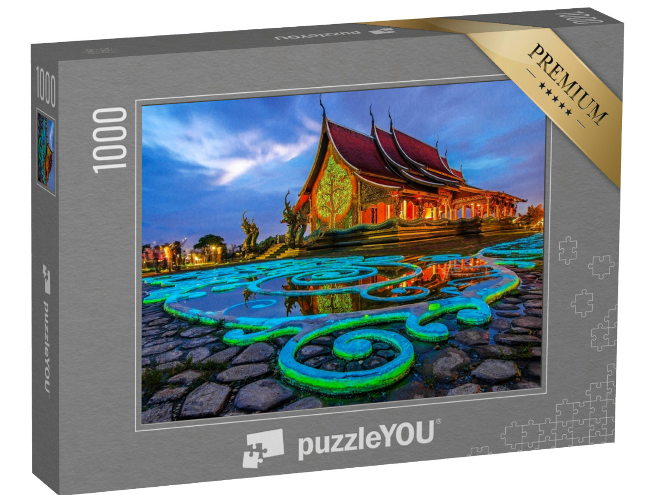 Puzzel 1000 stukjes „Sirindhorn Wararam Phu Prao in de avond“