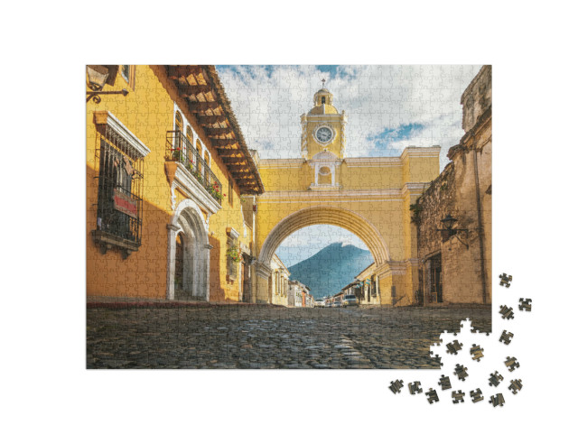 Puzzel 1000 stukjes „Spectaculair uitzicht door de Santa Catalina boog, Antigua, Guatemala“