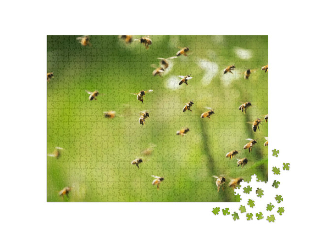 Puzzel 1000 stukjes „Een zwerm bijen op een zonnige dag“