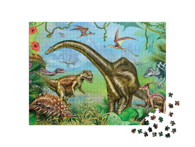 Puzzel 1000 stukjes „Wereld van indrukwekkende dinosaurussen“