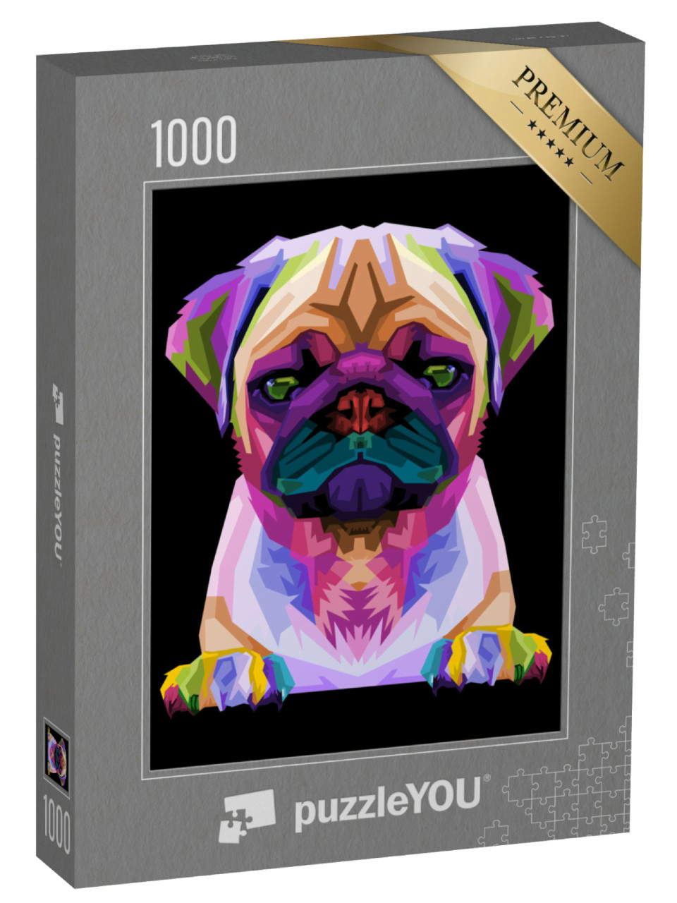 Puzzel 1000 stukjes „Schattig mopshondje in pop-artstijl“