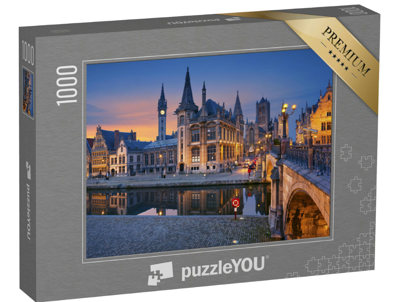 Puzzel 1000 stukjes „Avondschemering in Gent, België“