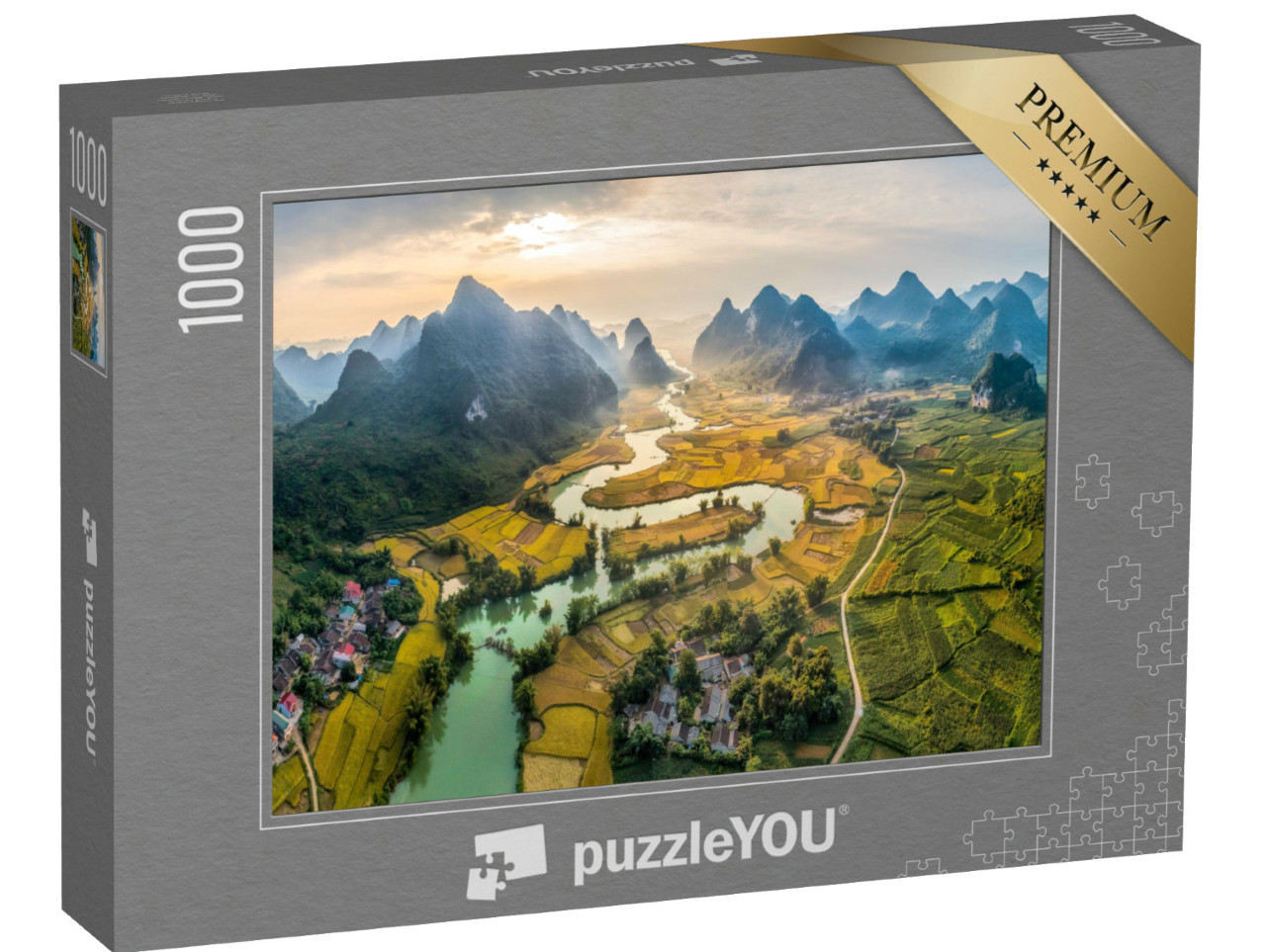 Puzzel 1000 stukjes „Rijst en rijstveld in Phong Nam dorp in Trung Khanh, Cao Bang, Vietnam“