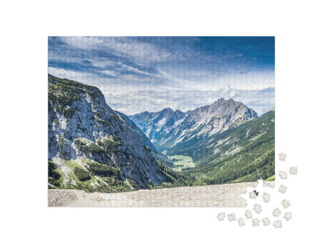 Puzzel 1000 stukjes „Panoramisch uitzicht op het Karwendeldal, Oostenrijkse Alpen“